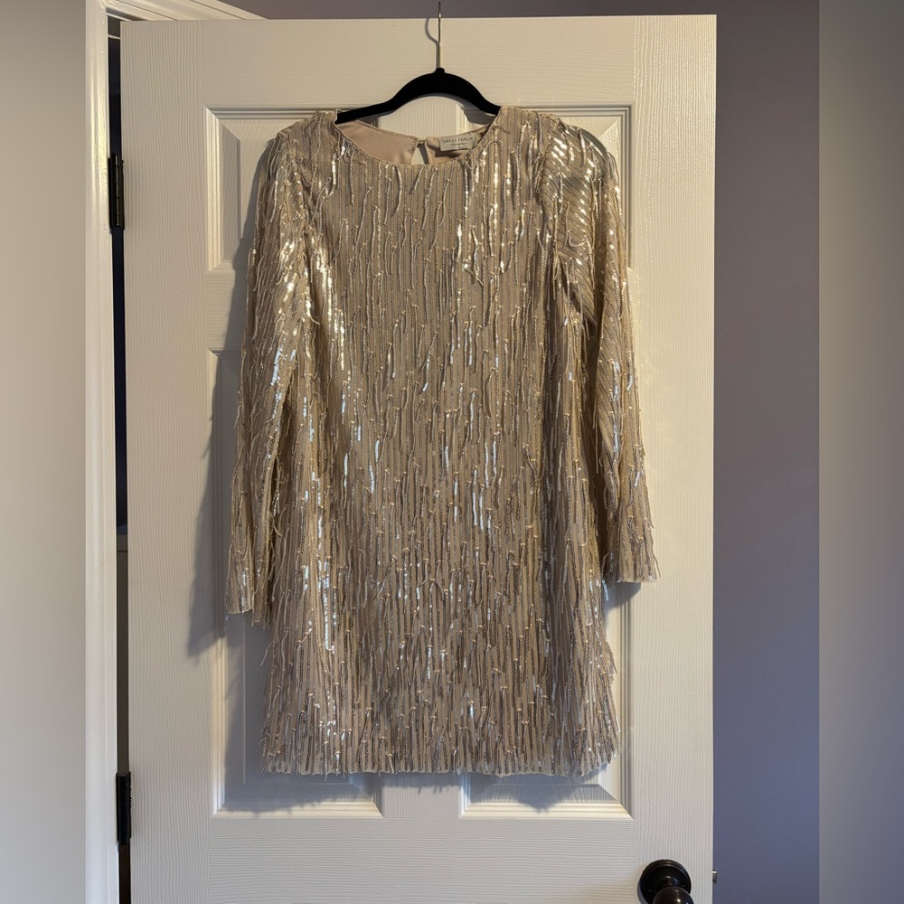 Dress Forum Shimmering Long Sleeve Dress